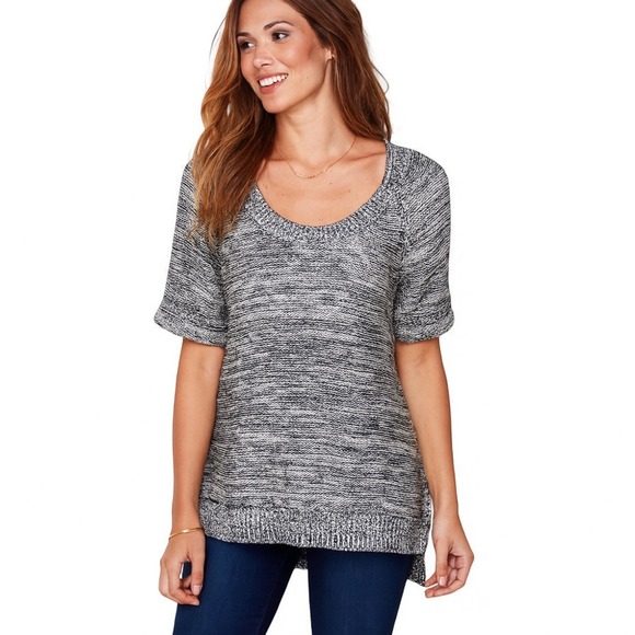 Cabi Marled Ribbed Sweater‎ Tee Gray Knit Top M Minimalist Softcore Cotton Blend - Picture 1 of 8